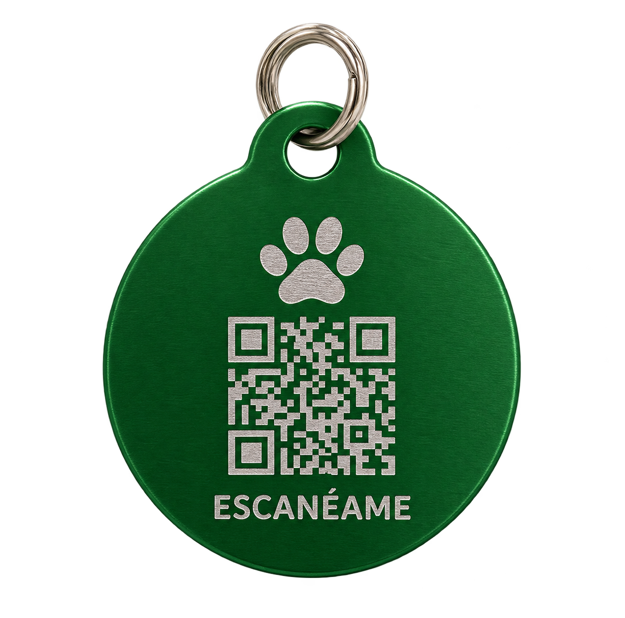 Medalla QR verde con grabado láser